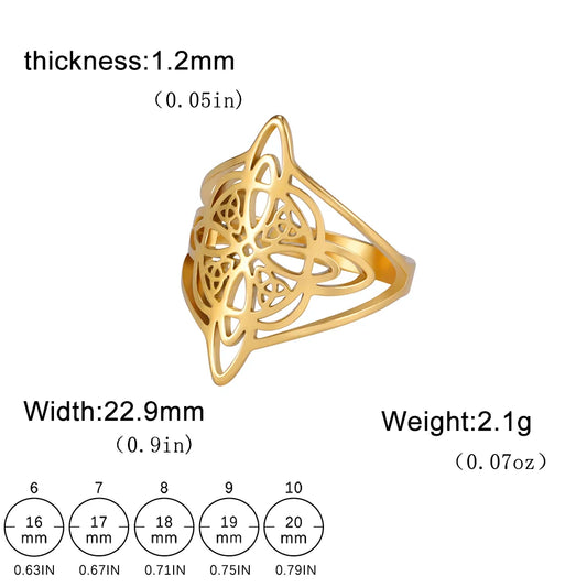 Witch Knot Stainless Steel Ring Wiccan Cross Celtics Knot Women Men Rings Witchcraft Good Luck Protection Amulet New Year Gifts