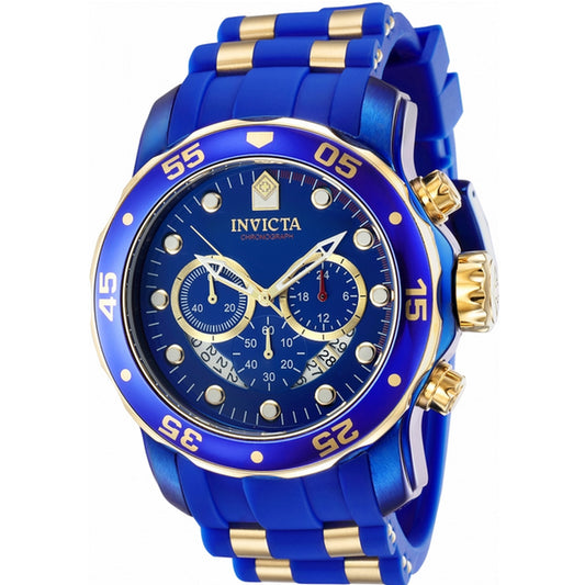 Invicta 40934 Men'S Pro Diver Blue Silicone/ Gold Tone Chronograph Date Watch