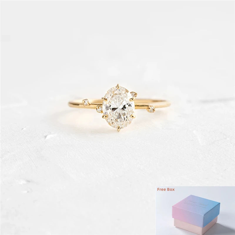 Elegant Geometry Egg Shape Crystal Gold Rings for Women Rings Jewelry 925 Sterling Silver Finger Rings Hearts Wedding Rings